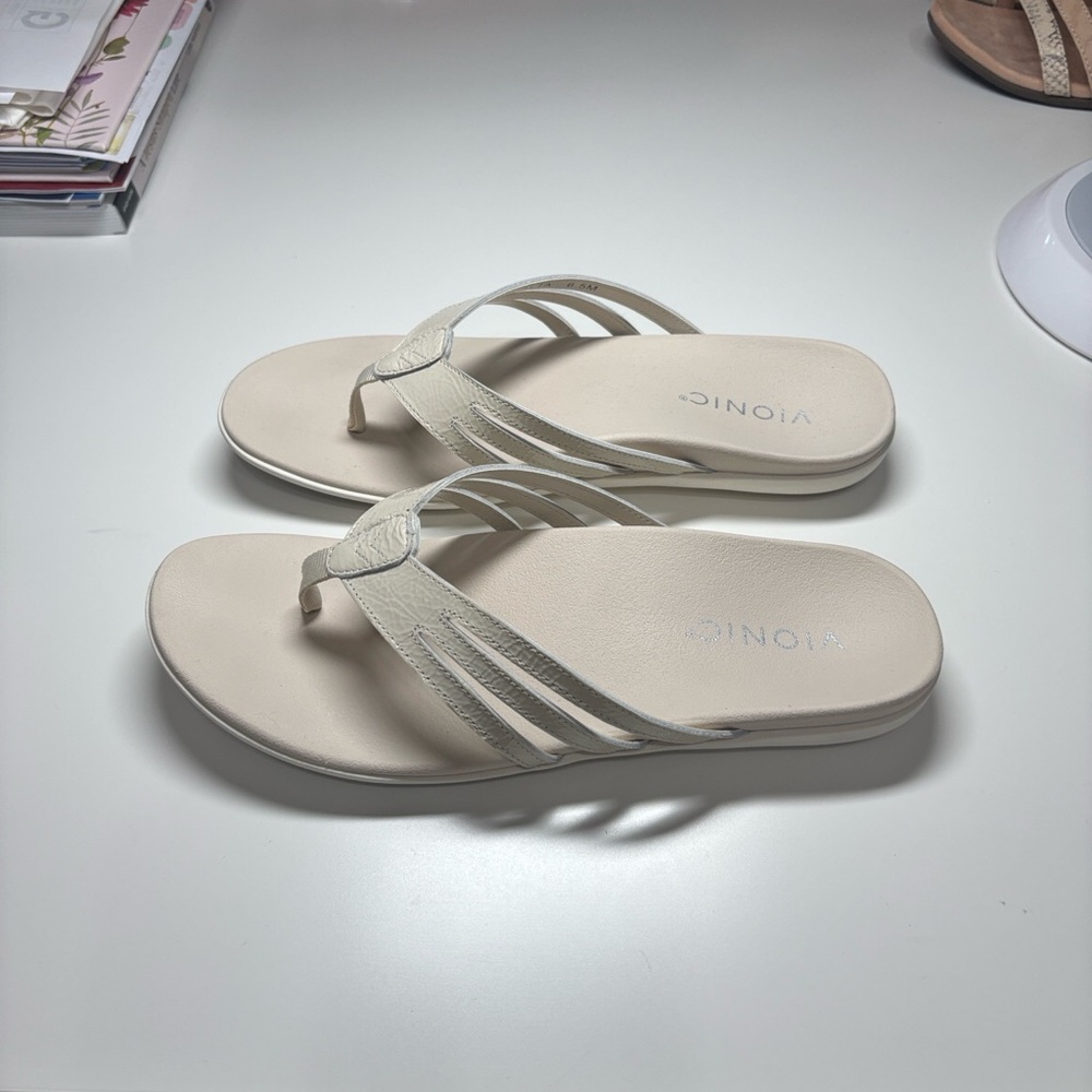 Vionic Women's Alta Cream Thong Sandals - Comfort Footbed 6.5 M Like New - Picture 6 of 9
